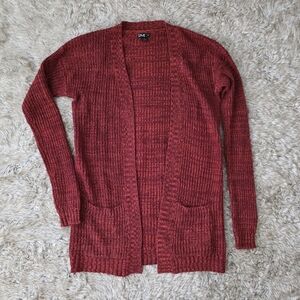 Love Dark Red Knit Long Sleeve Open Front Cardigan Sweater Women's Size‎ Large